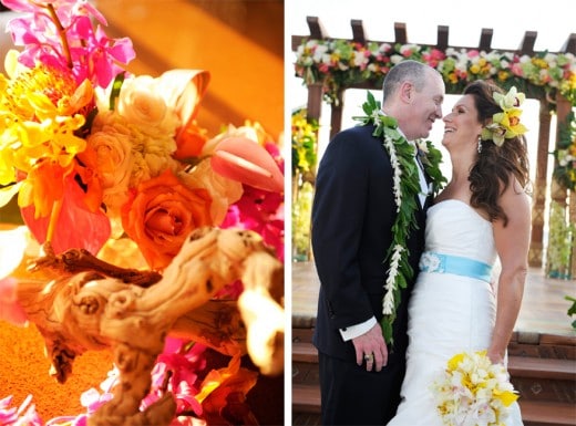 Newlyweds Eileen and Kevin at Aulani after their wedding ceremony