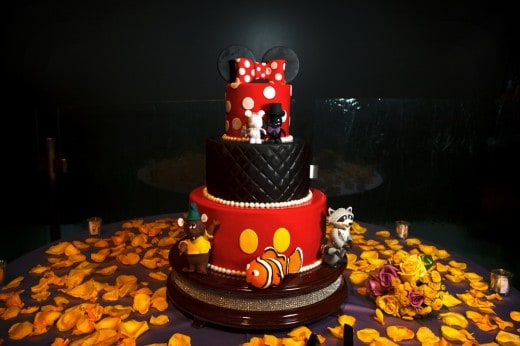Courtney and Calvin Wedding Cake Disneyland Mickey and Minnie inspired wedding cake