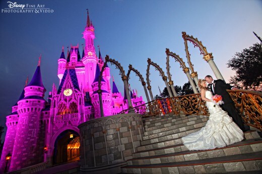 Sarah & Matthew in front of Cinderella Castle